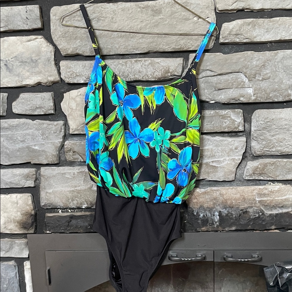 Floral Black and Blue ladies Swimsuit